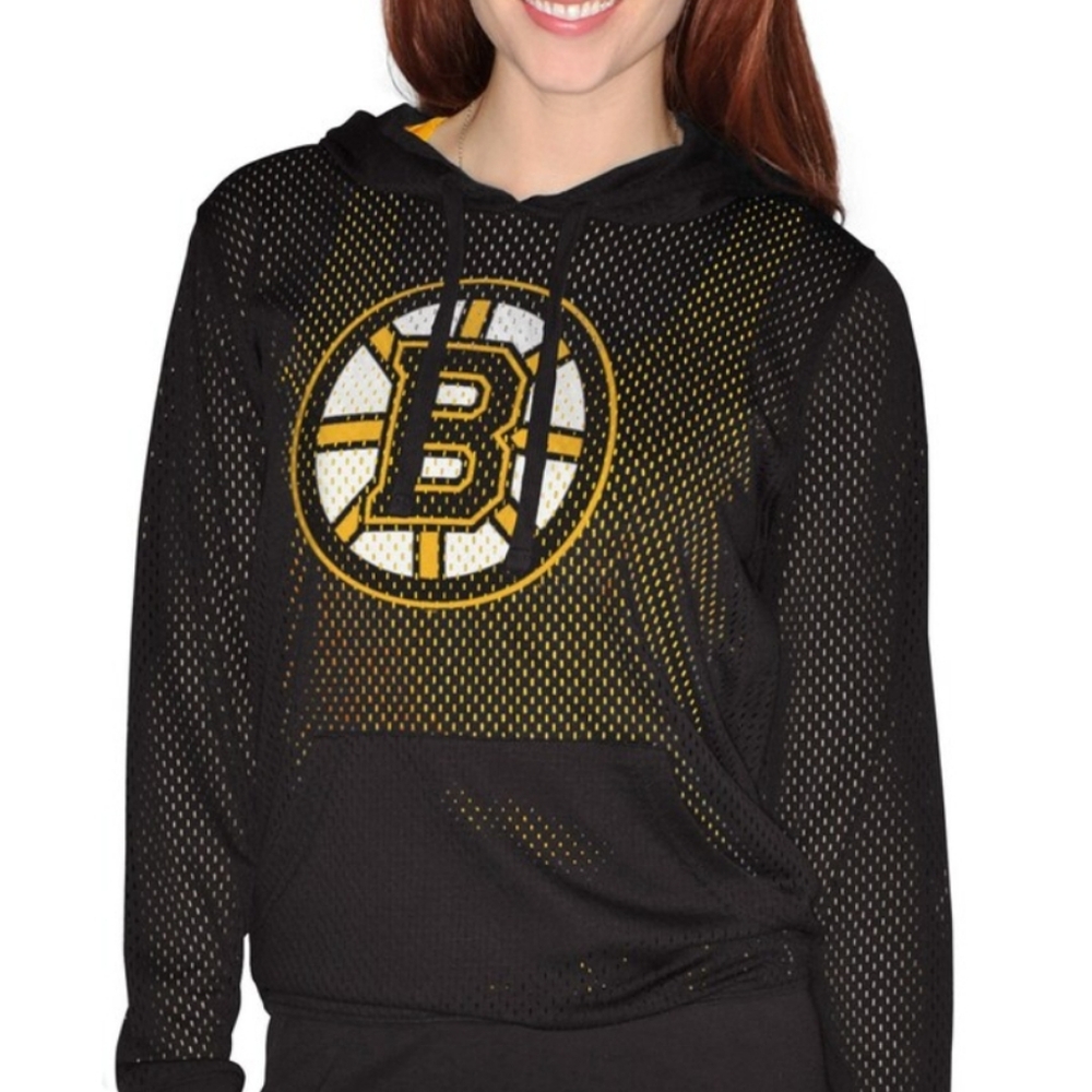 Boston Bruins G-III 4Her by Carl Banks Kick Off Mesh Hoodie Size XL